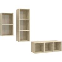 Berkfield Home 3 Piece TV Cabinet Set Sonoma Oak Engineered Wood in Light Oak