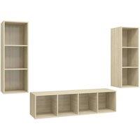 Berkfield Home 3 Piece TV Cabinet Set Sonoma Oak Engineered Wood in Light Sand