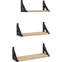 Berkfield Home 3 Piece Wall Shelf Set Sonoma Oak Engineered Wood in Light Brown