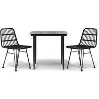 Berkfield Home 3 Piece Garden Dining Set Black Poly Rattan