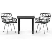 Berkfield Home 3 Piece Garden Dining Set Black Poly Rattan