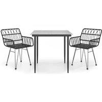 Berkfield Home 3 Piece Garden Dining Set Black Poly Rattan