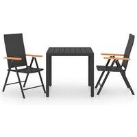 Berkfield Home 3 Piece Garden Dining Set Black & Brown