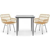 Berkfield Home 3 Piece Garden Dining Set Poly Rattan in Brown