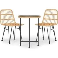 Berkfield Home 3 Piece Garden Dining Set Poly Rattan in Brown