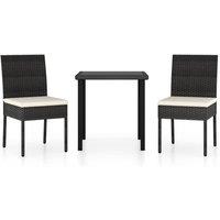 Berkfield Home 3 Piece Outdoor Dining Set with Cushions Poly Rattan Black