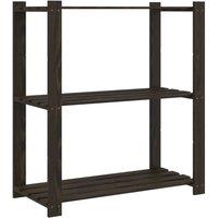Berkfield Home 3-Tier Storage Rack Black 80x38x90 cm Solid Wood Pine in Dark Brown | Size: 80 x 38 x 90 cm
