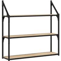 Berkfield Home 3-Tier Wall Shelf Sonoma Oak 80x21x78.5 cm Engineered Wood in Light Oak