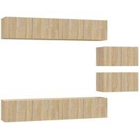 Berkfield Home 4 Piece TV Cabinet Set Sonoma Oak Engineered Wood in Light Brown