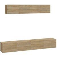 Berkfield Home 4 Piece TV Cabinet Set Sonoma Oak Engineered Wood in Tan