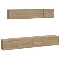 Berkfield Home 4 Piece TV Cabinet Set Sonoma Oak Engineered Wood in Light Brown