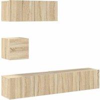 Berkfield Home 4 Piece TV Cabinet Set Sonoma Oak Engineered Wood in Light Brown