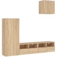 Berkfield Home 4 Piece TV Wall Units Sonoma Oak Engineered Wood in Light Brown