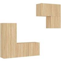 Berkfield Home 4 Piece TV Wall Units Sonoma Oak Engineered Wood in Tan