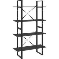 Berkfield Home 4-Tier Book Cabinet Grey 80x30x140 cm Engineered Wood in Black | Size: 80 x 30 x 140 cm