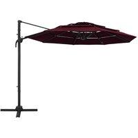 Berkfield Home 4-Tier Parasol with Aluminium Pole Bordeaux Red 3x3 m in Burgundy