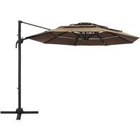 Berkfield Home 4-Tier Parasol with Aluminium Pole Taupe 3x3 m