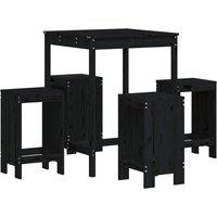 Berkfield Home 5 Piece Garden Bar Set Black Solid Wood Pine