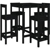Berkfield Home 5 Piece Garden Bar Set Black Solid Wood Pine