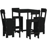 Berkfield Home 5 Piece Garden Bar Set Black Solid Wood Pine