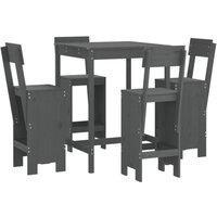 Berkfield Home 5 Piece Garden Bar Set Grey Solid Wood Pine