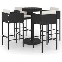 Berkfield Home 5 Piece Garden Bar Set with Cushions Poly Rattan Black