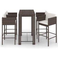 Berkfield Home 5 Piece Garden Bar Set with Cushions Poly Rattan Brown