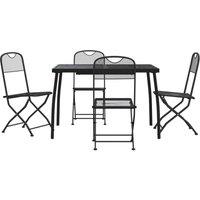 Berkfield Home 5 Piece Garden Dining Set Anthracite Metal Mesh in Black