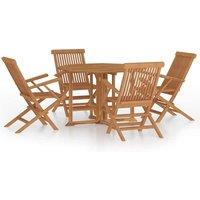 Berkfield Home 5 Piece Folding Outdoor Dining Set Solid Wood Teak in Brown