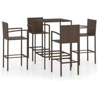 Berkfield Home 5 Piece Garden Bar Set Poly Rattan Brown