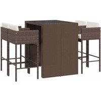 Berkfield Home 5 Piece Garden Bar Set with Cushions Brown Poly Rattan