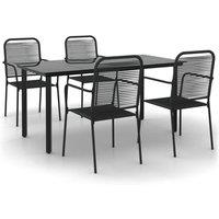Berkfield Home 5 Piece Garden Dining Set Black Cotton Rope & Steel