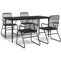 Berkfield Home 5 Piece Garden Dining Set Black PVC Rattan