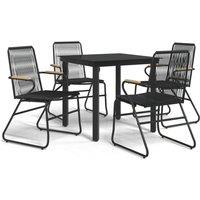 Berkfield Home 5 Piece Garden Dining Set Black PVC Rattan