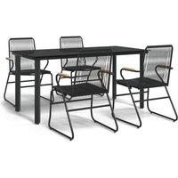 Berkfield Home 5 Piece Garden Dining Set Black PVC Rattan