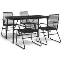 Berkfield Home 5 Piece Garden Dining Set Black PVC Rattan