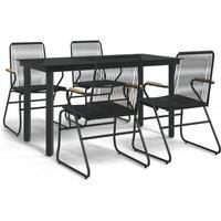 Berkfield Home 5 Piece Garden Dining Set Black PVC Rattan