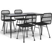 Berkfield Home 5 Piece Garden Dining Set Black Poly Rattan