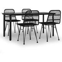 Berkfield Home 5 Piece Garden Dining Set Black Poly Rattan