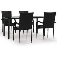 Berkfield Home 5 Piece Garden Dining Set Black Poly Rattan