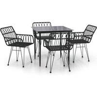 Berkfield Home 5 Piece Garden Dining Set Black Poly Rattan