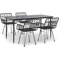 Berkfield Home 5 Piece Garden Dining Set Black Poly Rattan