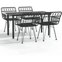 Berkfield Home 5 Piece Garden Dining Set Black Poly Rattan