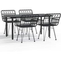 Berkfield Home 5 Piece Garden Dining Set Black Poly Rattan
