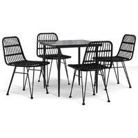 Berkfield Home 5 Piece Garden Dining Set Black Poly Rattan