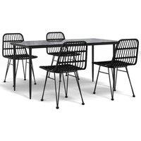 Berkfield Home 5 Piece Garden Dining Set Black Poly Rattan