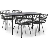 Berkfield Home 5 Piece Garden Dining Set Black Poly Rattan