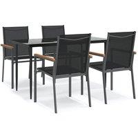 Berkfield Home 5 Piece Garden Dining Set Black Textilene & Steel