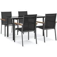 Berkfield Home 5 Piece Garden Dining Set Black Textilene & Steel