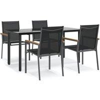 Berkfield Home 5 Piece Garden Dining Set Black Textilene & Steel